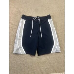 Under Armour HeatGear Loose Fit Mens Swim Trunks Shorts Size 28 Black White Gray